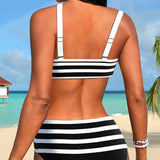 Martina™ | Dryžuotas aukšto liemens bikinis