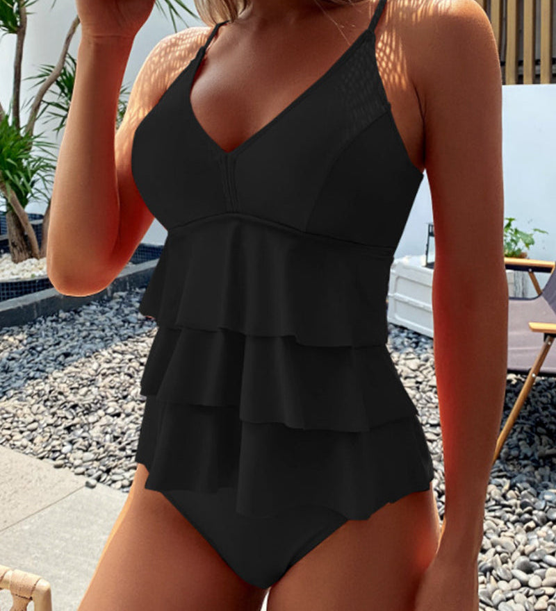 Teresa™ | Vientisas maudymosi kostiumėlis su elegantiškais volanais