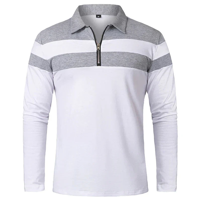 AB™ | Dryžuoti polo marškinėliai su užtrauktuku