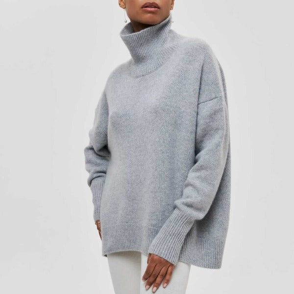 Mylène | Oversize medvilninis megztinis su atlenkiama apykakle