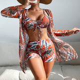 Gabriela™ | Raštuotas 3 dalių bikinio komplektas