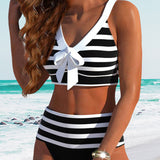 Martina™ | Dryžuotas aukšto liemens bikinis